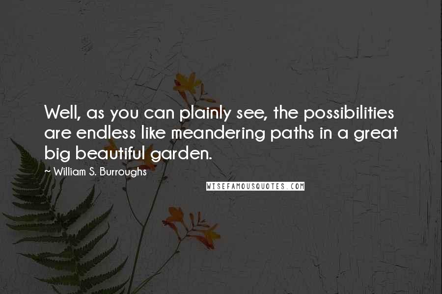 William S. Burroughs Quotes: Well, as you can plainly see, the possibilities are endless like meandering paths in a great big beautiful garden.