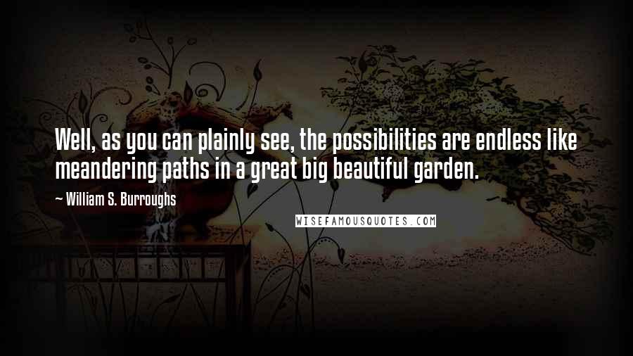 William S. Burroughs Quotes: Well, as you can plainly see, the possibilities are endless like meandering paths in a great big beautiful garden.