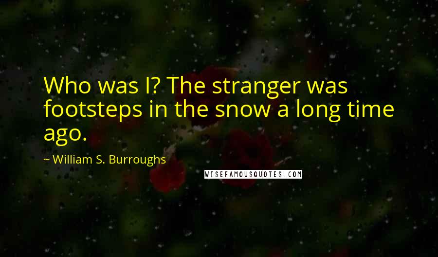 William S. Burroughs Quotes: Who was I? The stranger was footsteps in the snow a long time ago.