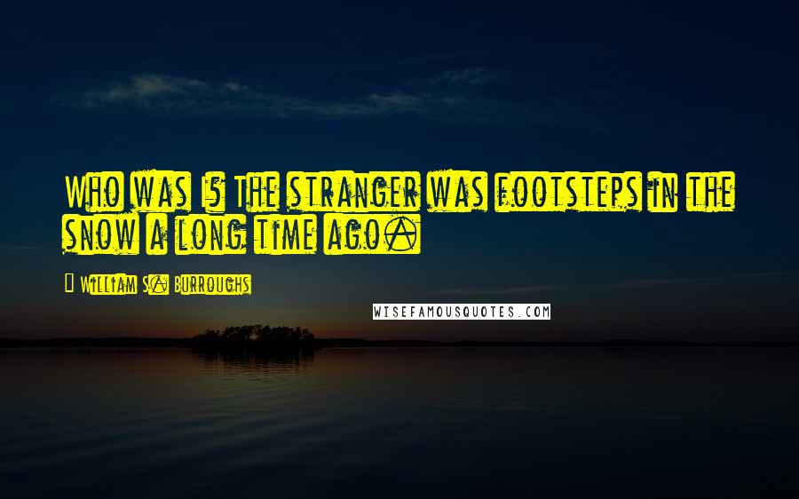 William S. Burroughs Quotes: Who was I? The stranger was footsteps in the snow a long time ago.