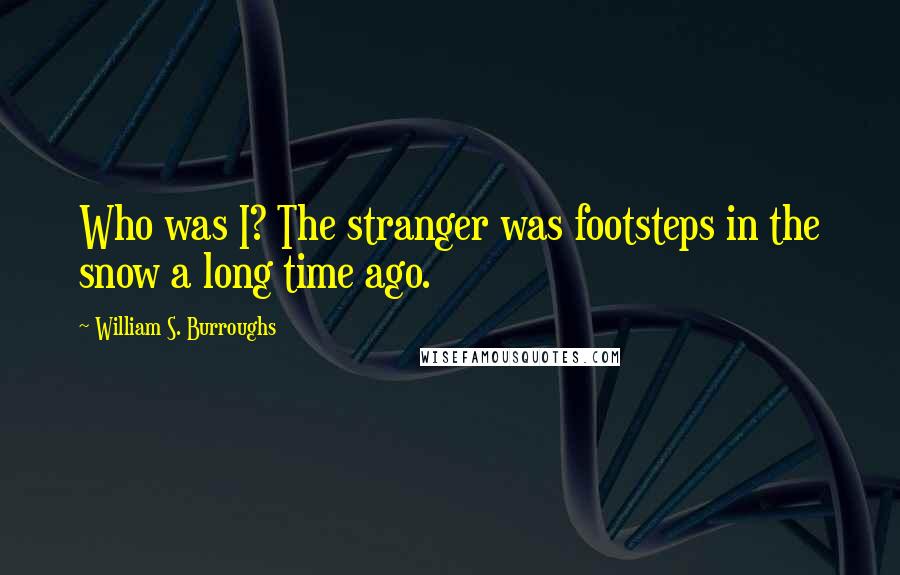 William S. Burroughs Quotes: Who was I? The stranger was footsteps in the snow a long time ago.