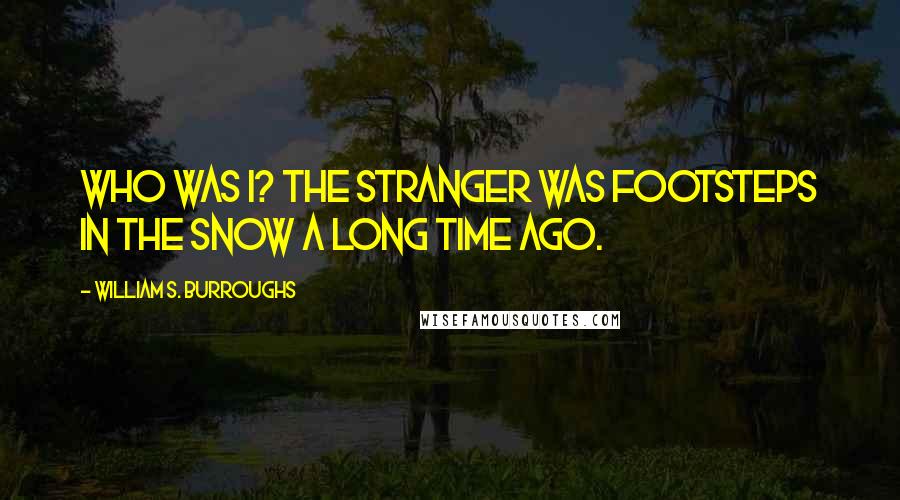 William S. Burroughs Quotes: Who was I? The stranger was footsteps in the snow a long time ago.