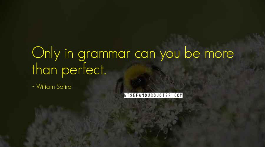 William Safire Quotes: Only in grammar can you be more than perfect.