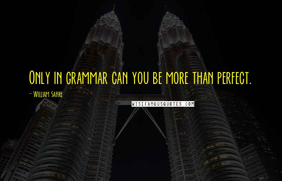 William Safire Quotes: Only in grammar can you be more than perfect.