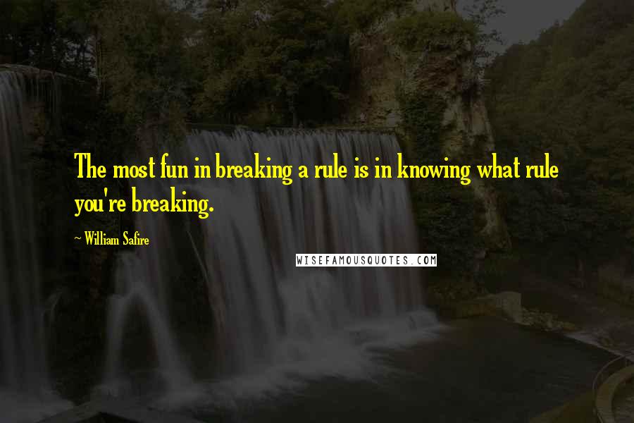 William Safire Quotes: The most fun in breaking a rule is in knowing what rule you're breaking.