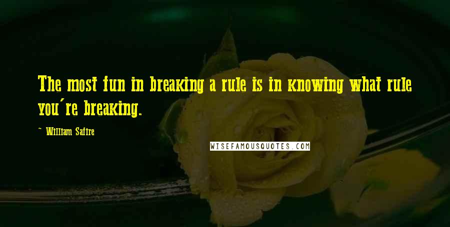 William Safire Quotes: The most fun in breaking a rule is in knowing what rule you're breaking.