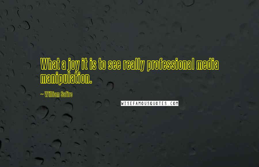 William Safire Quotes: What a joy it is to see really professional media manipulation.