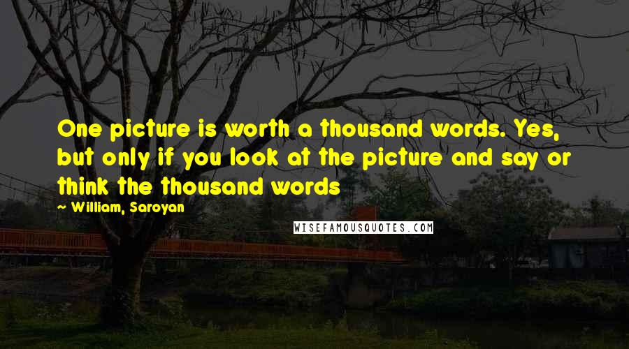 William, Saroyan Quotes: One picture is worth a thousand words. Yes, but only if you look at the picture and say or think the thousand words