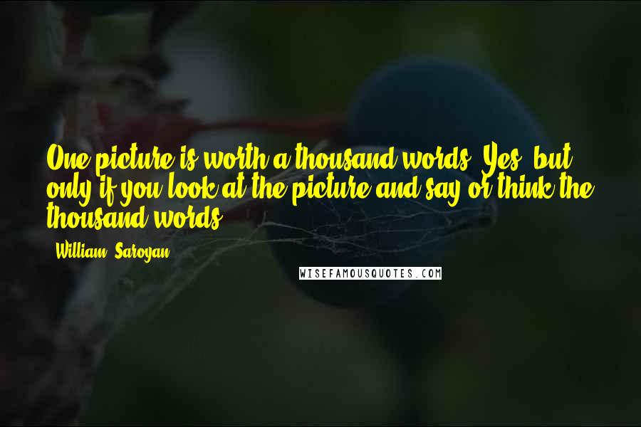 William, Saroyan Quotes: One picture is worth a thousand words. Yes, but only if you look at the picture and say or think the thousand words