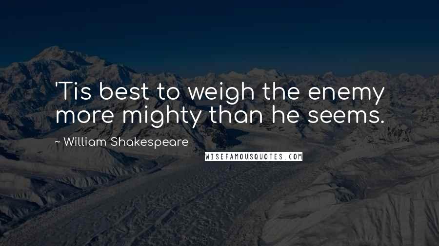 William Shakespeare Quotes: 'Tis best to weigh the enemy more mighty than he seems.