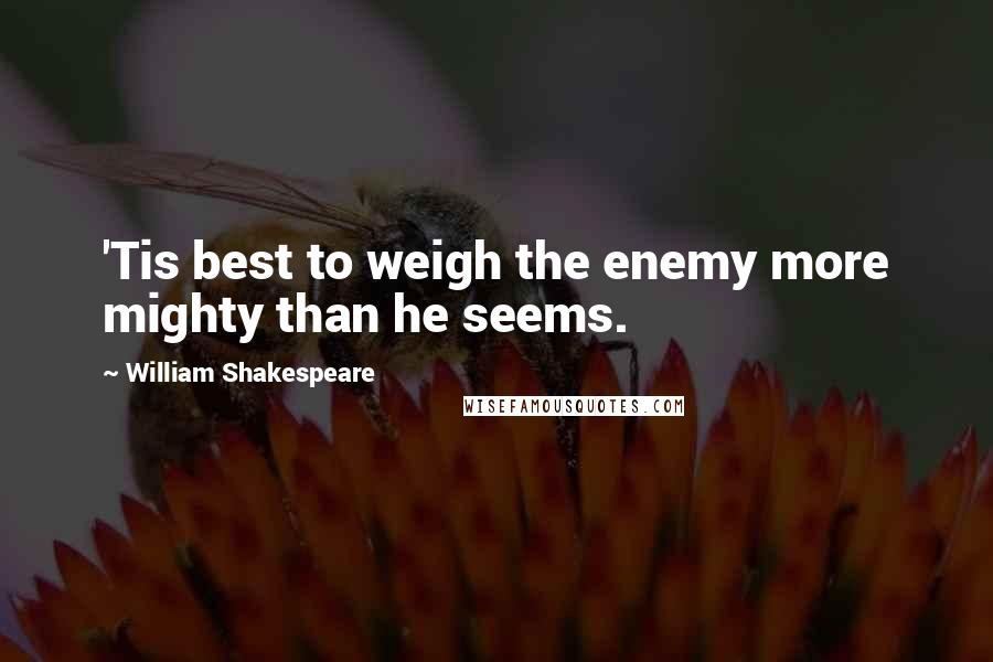 William Shakespeare Quotes: 'Tis best to weigh the enemy more mighty than he seems.