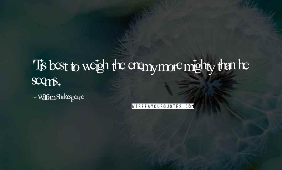 William Shakespeare Quotes: 'Tis best to weigh the enemy more mighty than he seems.