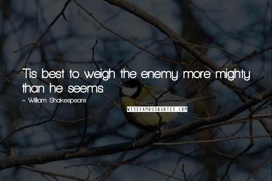 William Shakespeare Quotes: 'Tis best to weigh the enemy more mighty than he seems.