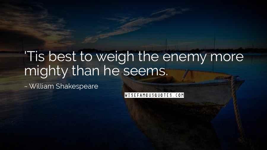 William Shakespeare Quotes: 'Tis best to weigh the enemy more mighty than he seems.