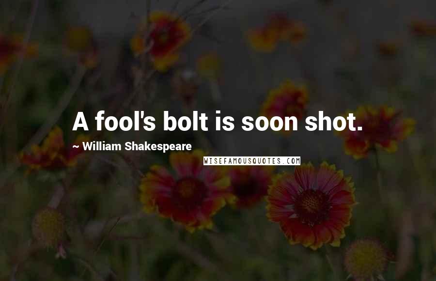William Shakespeare Quotes: A fool's bolt is soon shot.