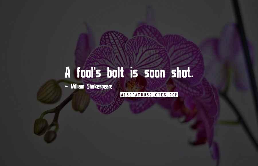 William Shakespeare Quotes: A fool's bolt is soon shot.