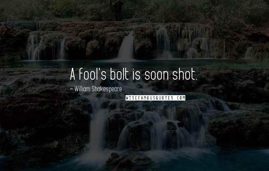 William Shakespeare Quotes: A fool's bolt is soon shot.