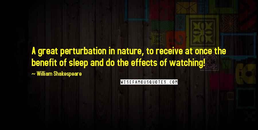 William Shakespeare Quotes: A great perturbation in nature, to receive at once the benefit of sleep and do the effects of watching!