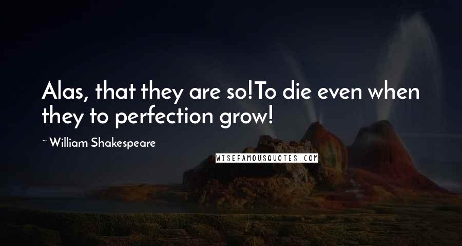 William Shakespeare Quotes: Alas, that they are so!To die even when they to perfection grow!