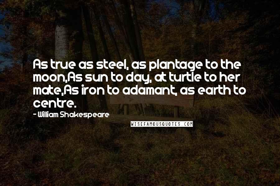William Shakespeare Quotes: As true as steel, as plantage to the moon,As sun to day, at turtle to her mate,As iron to adamant, as earth to centre.