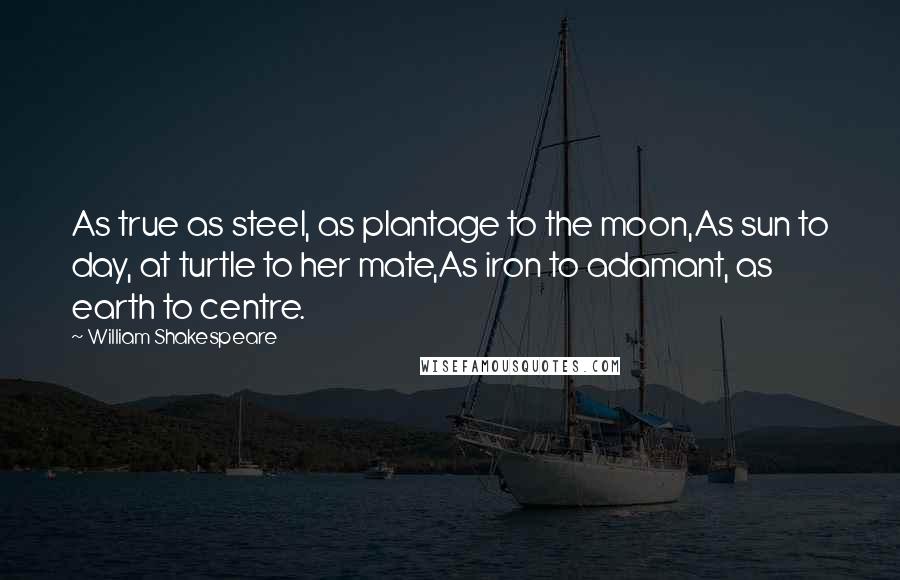 William Shakespeare Quotes: As true as steel, as plantage to the moon,As sun to day, at turtle to her mate,As iron to adamant, as earth to centre.