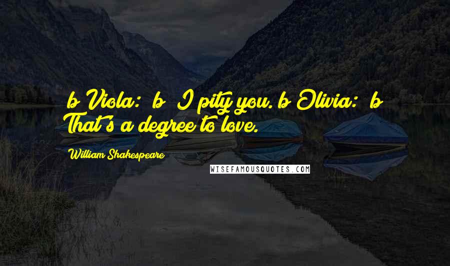 William Shakespeare Quotes: [b]Viola:[/b] I pity you.[b]Olivia:[/b] That's a degree to love.