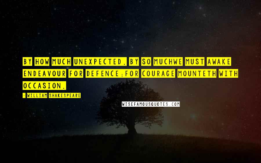 William Shakespeare Quotes: By how much unexpected, by so muchWe must awake endeavour for defence;For courage mounteth with occasion.
