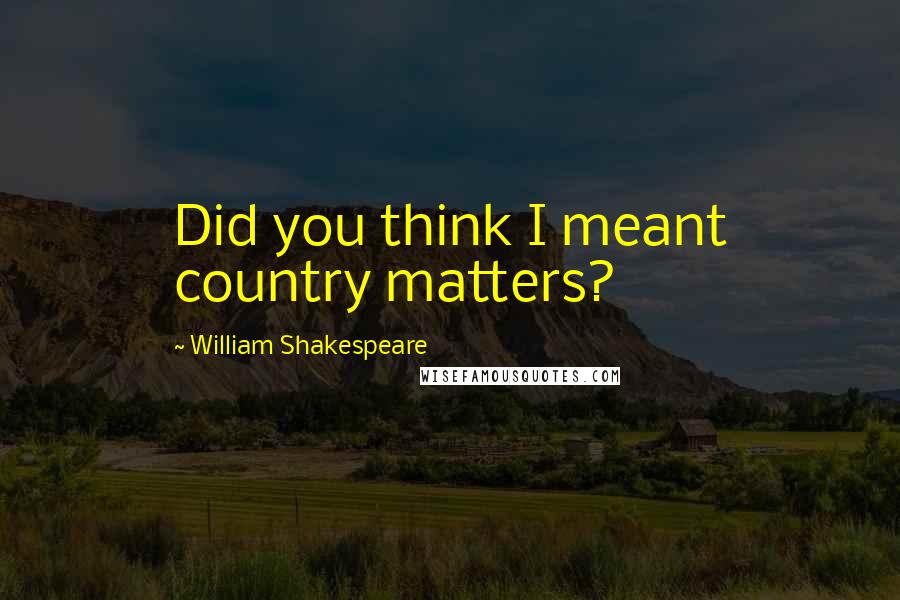 William Shakespeare Quotes: Did you think I meant country matters?