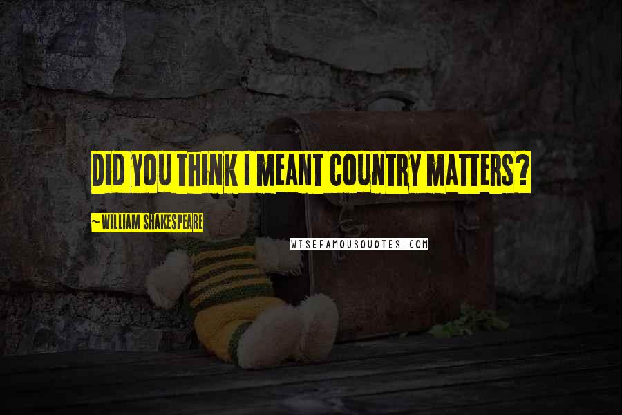 William Shakespeare Quotes: Did you think I meant country matters?