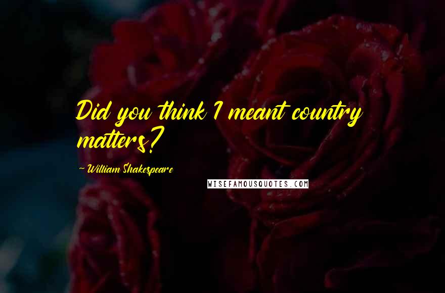 William Shakespeare Quotes: Did you think I meant country matters?
