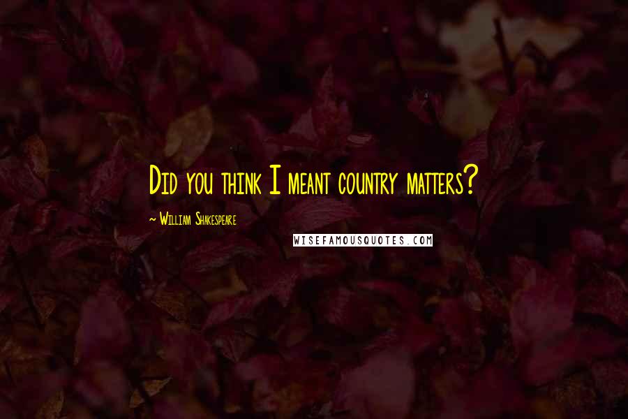 William Shakespeare Quotes: Did you think I meant country matters?