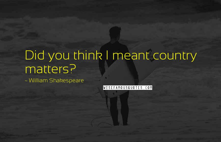 William Shakespeare Quotes: Did you think I meant country matters?