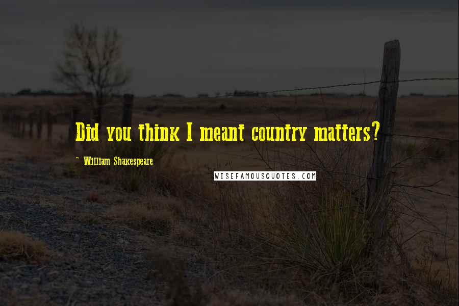 William Shakespeare Quotes: Did you think I meant country matters?