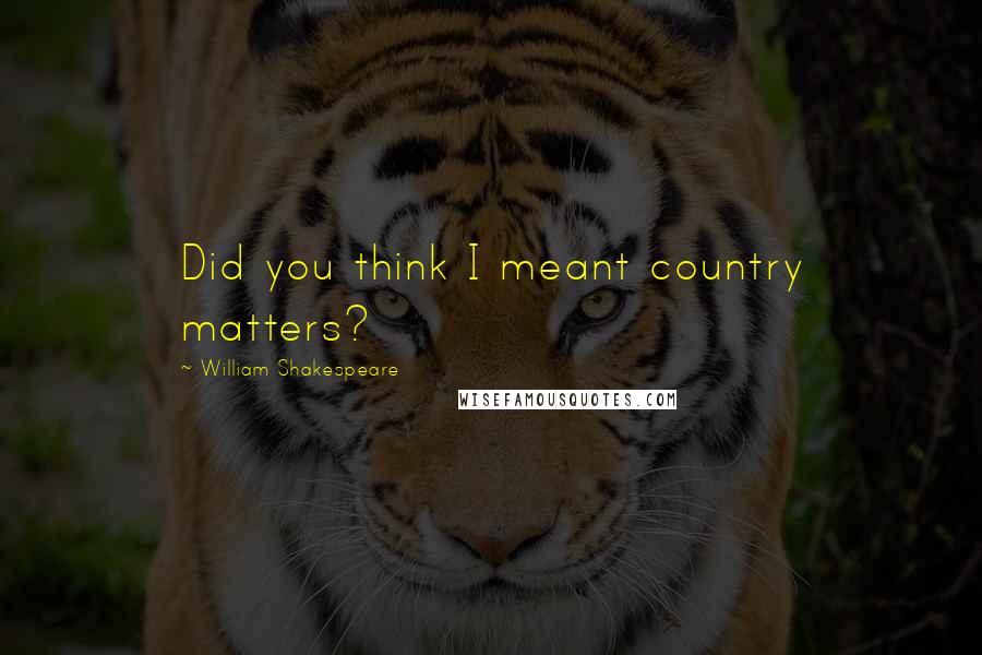 William Shakespeare Quotes: Did you think I meant country matters?