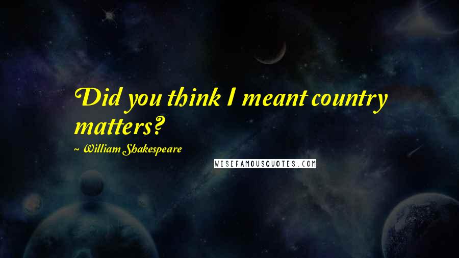 William Shakespeare Quotes: Did you think I meant country matters?