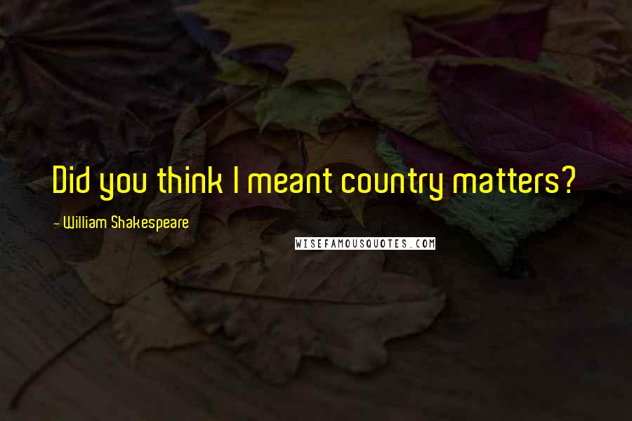 William Shakespeare Quotes: Did you think I meant country matters?