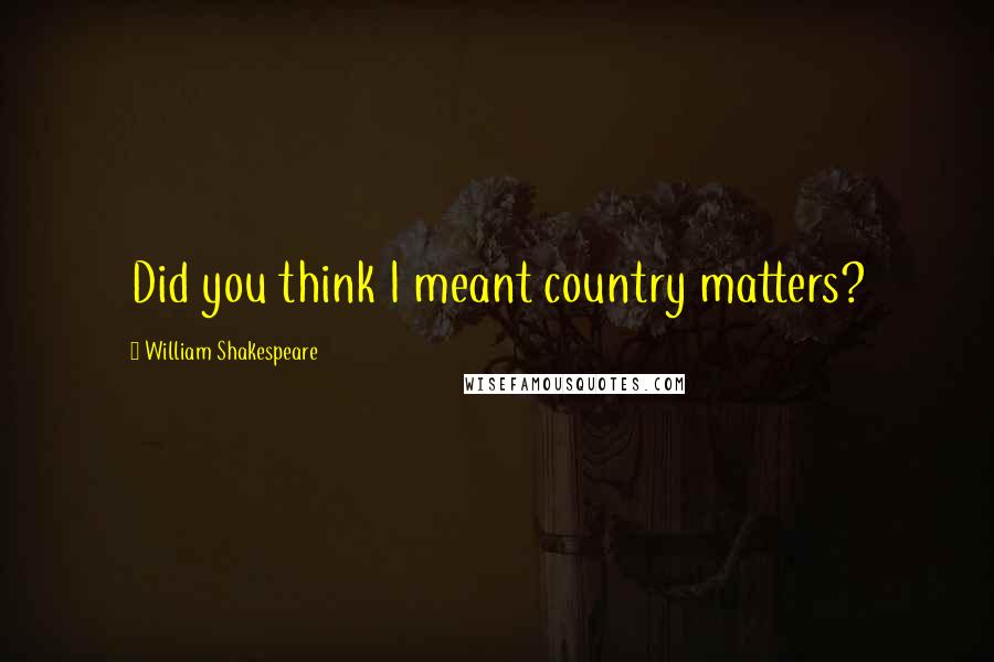 William Shakespeare Quotes: Did you think I meant country matters?