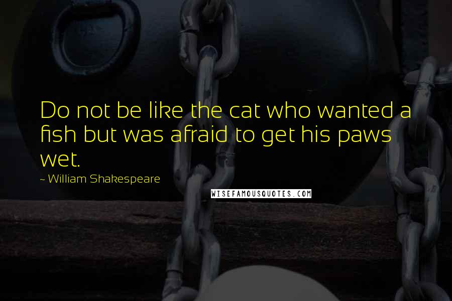 William Shakespeare Quotes: Do not be like the cat who wanted a fish but was afraid to get his paws wet.