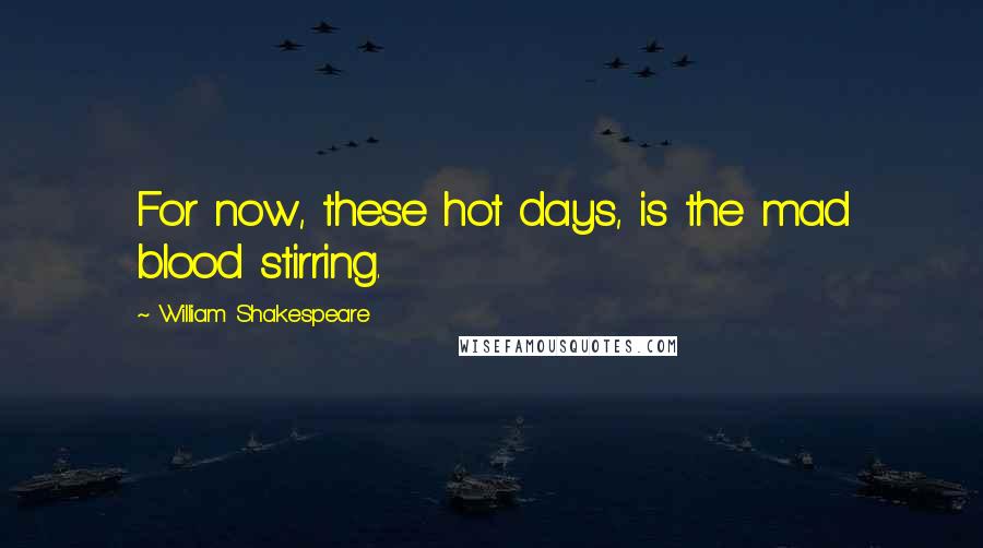 William Shakespeare Quotes: For now, these hot days, is the mad blood stirring.