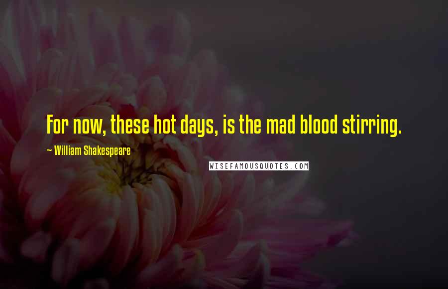 William Shakespeare Quotes: For now, these hot days, is the mad blood stirring.