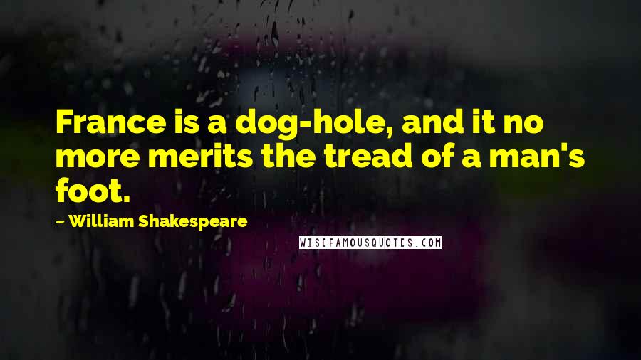 William Shakespeare Quotes: France is a dog-hole, and it no more merits the tread of a man's foot.