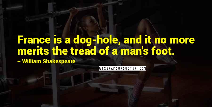 William Shakespeare Quotes: France is a dog-hole, and it no more merits the tread of a man's foot.