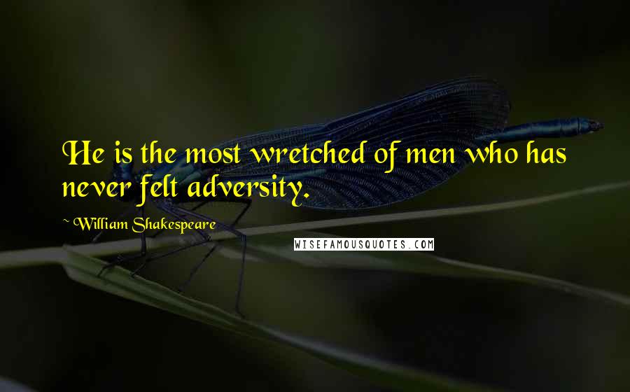 William Shakespeare Quotes: He is the most wretched of men who has never felt adversity.