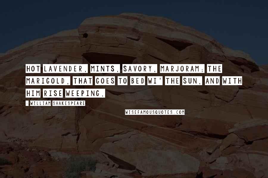 William Shakespeare Quotes: Hot lavender, mints, savory, marjoram; The marigold, that goes to bed wi' the sun, and with him rise weeping.