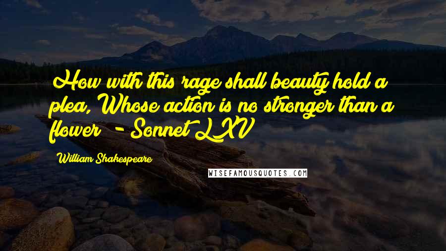 William Shakespeare Quotes: How with this rage shall beauty hold a plea, Whose action is no stronger than a flower? - Sonnet LXV
