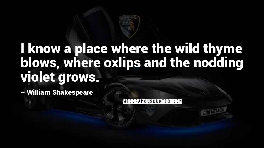 William Shakespeare Quotes: I know a place where the wild thyme blows, where oxlips and the nodding violet grows.