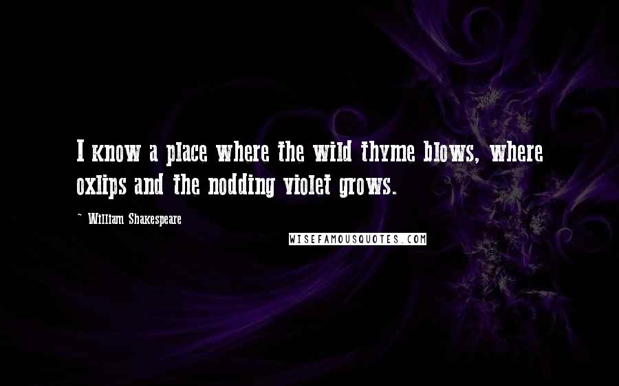 William Shakespeare Quotes: I know a place where the wild thyme blows, where oxlips and the nodding violet grows.