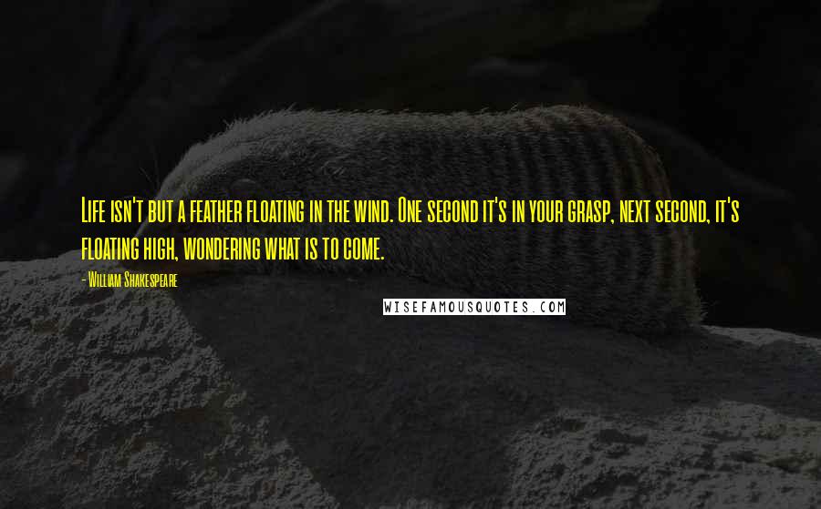 William Shakespeare Quotes: Life isn't but a feather floating in the wind. One second it's in your grasp, next second, it's floating high, wondering what is to come.