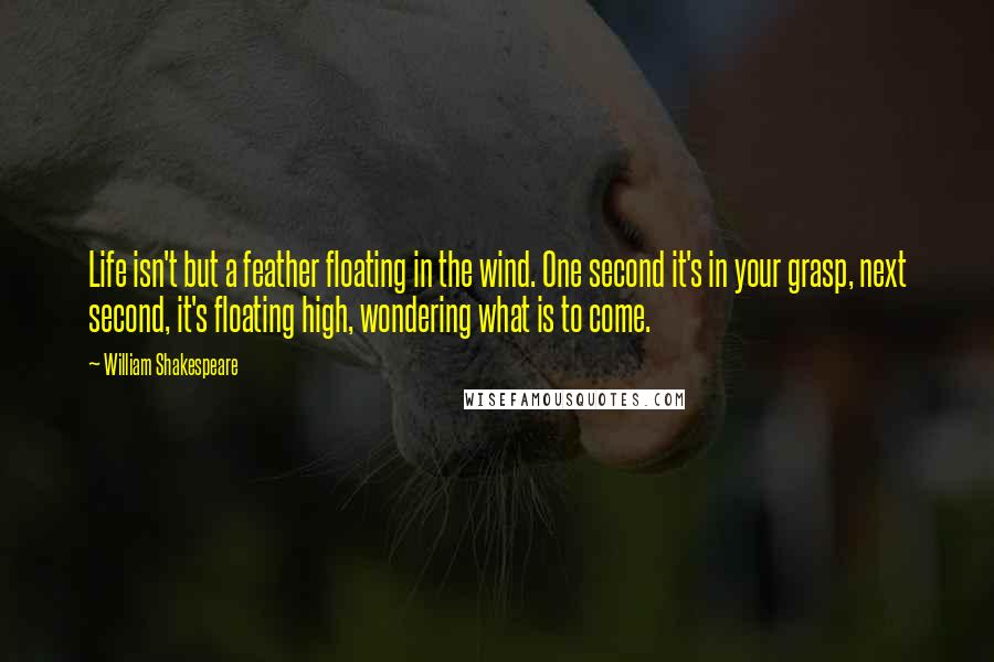 William Shakespeare Quotes: Life isn't but a feather floating in the wind. One second it's in your grasp, next second, it's floating high, wondering what is to come.