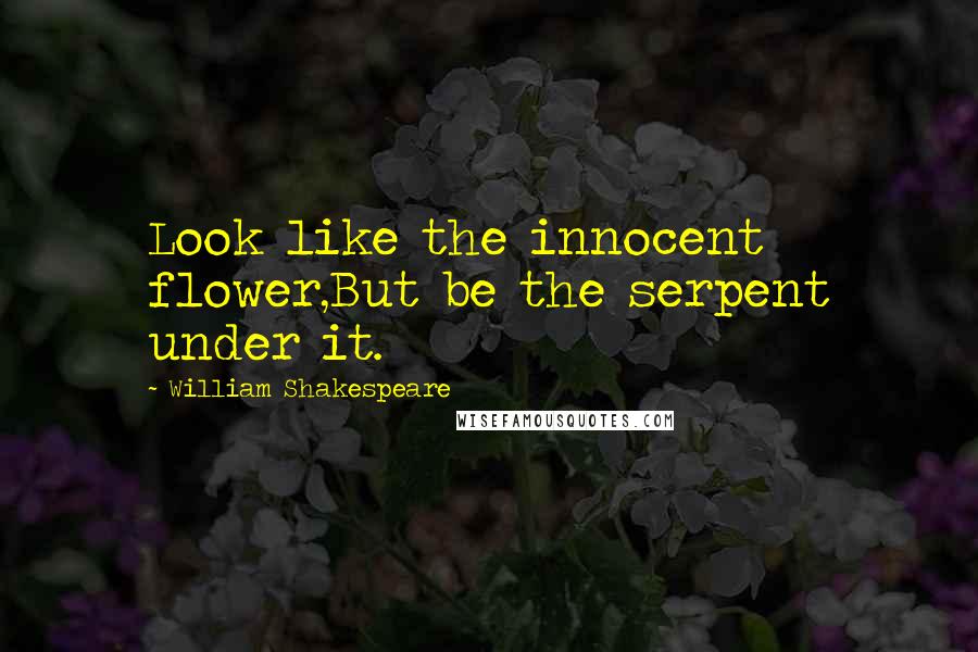 William Shakespeare Quotes: Look like the innocent flower,But be the serpent under it.